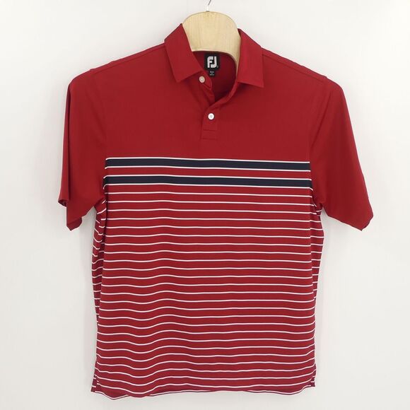 FootJoy Polo Shirt Red with Black Stripe Men's‎ Large L - Picture 1 of 6
